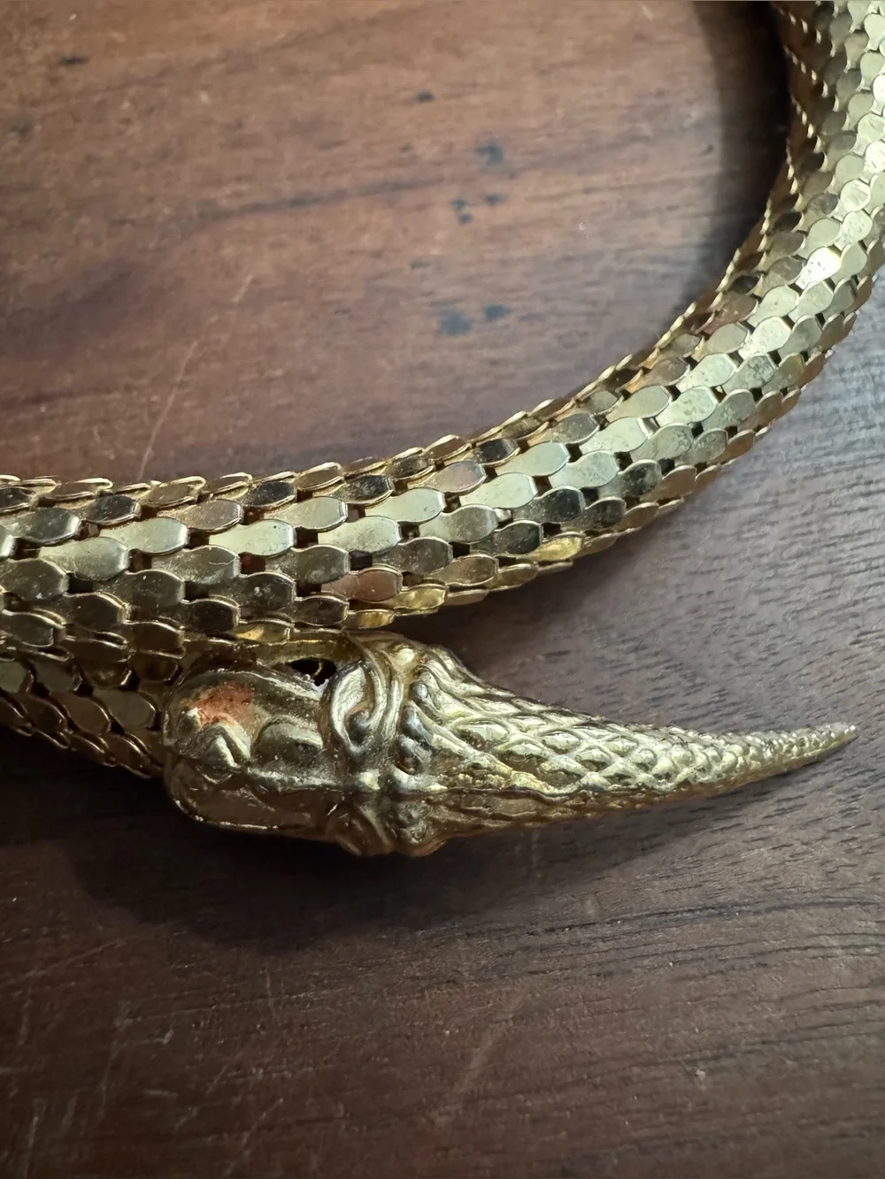 Vintage DL Auld Goldtoned Metal Mesh Adjustable Snake Choker Necklace *READ*